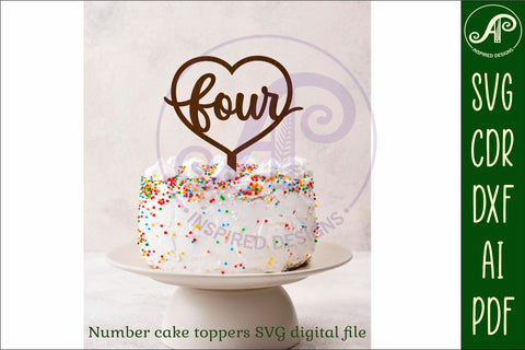 Heart number cake topper SVG laser cut 4 5 and 6 SVG APInspireddesigns 