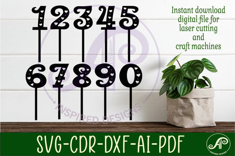 Heart number cupcake toppers, 10 designs SVG laser cut SVG APInspireddesigns 