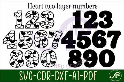 Heart number two layer wall sign SVG cut files SVG APInspireddesigns 