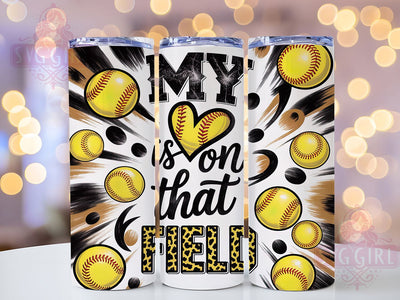 Heart on the Field Softball Tumbler Wrap, Softball Lover Tumbler, 20oz Skinny Tumbler, Sports Tumbler Design, Heart on the Field Tumbler, Athletic Mom Tumbler, Sublimation Softball Tumbler Sublimation SvggirlplusArt 