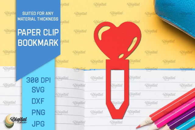 Heart Paper Clip Bookmark. Bookmark Clip Template SVG SVG Evgenyia Guschina 