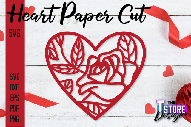 Heart Paper Cut Design | Love Paper Cut SVG | Heart Design SVG The T Store Design 