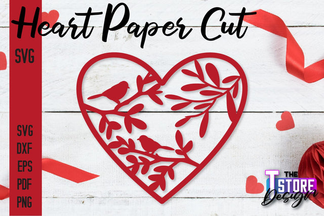 Heart Paper Cut Design | Love Paper Cut SVG | Heart Design SVG The T Store Design 