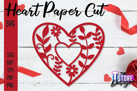 Heart Paper Cut Design | Love Paper Cut SVG | Heart Design SVG The T Store Design 