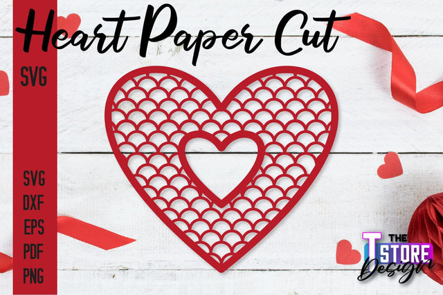 Heart Paper Cut Design | Love Paper Cut SVG | Heart Design SVG The T Store Design 