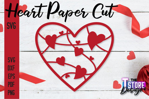 Heart Paper Cut Design | Love Paper Cut SVG | Heart Design SVG The T Store Design 