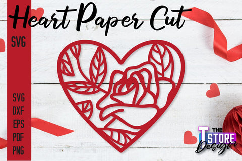 Heart Paper Cut Design | Love Paper Cut SVG | Heart Design SVG The T Store Design 