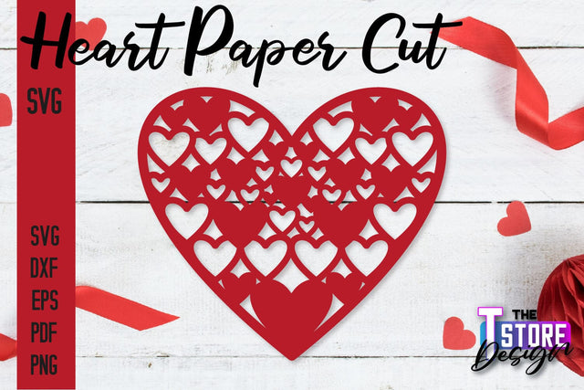Heart Paper Cut Design | Love Paper Cut SVG | Heart Design SVG The T Store Design 