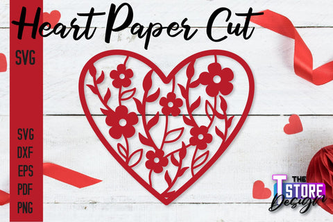 Heart Paper Cut Design | Love Paper Cut SVG | Heart Design SVG The T Store Design 