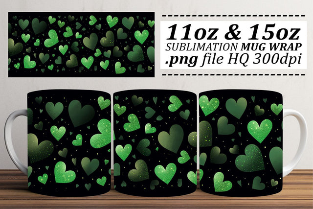 Heart Pattern Sublimation Mug Wrap - Romantic 11oz 15oz - Valentines Sublimation afrosvg 