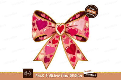 Heart Patterned Bow Illustration Sublimation Png Sublimation Designangry 