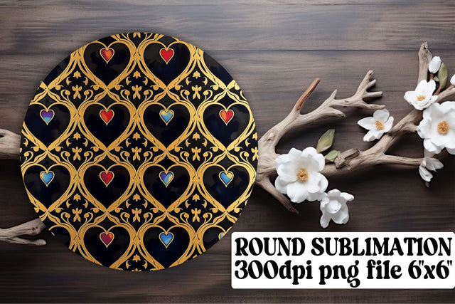 Heart Patterned Keychains - Circular Charm Sublimation afrosvg 