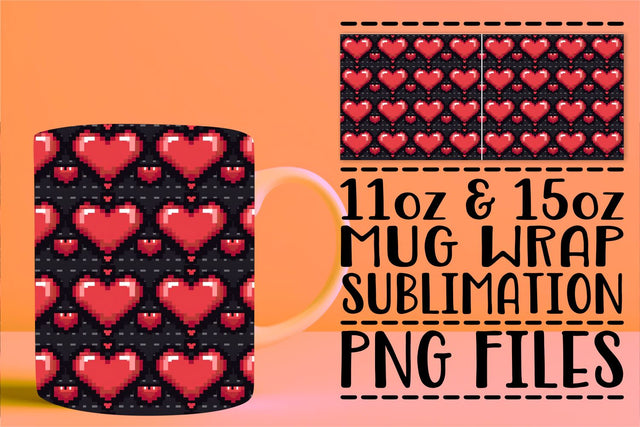 Heart Patterned Mug Sublimation Sublimation afrosvg 