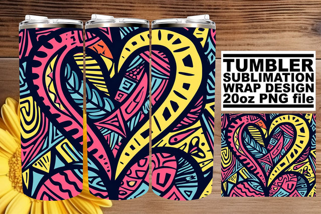 Heart Patterned Tumbler Artwork Sublimation afrosvg 