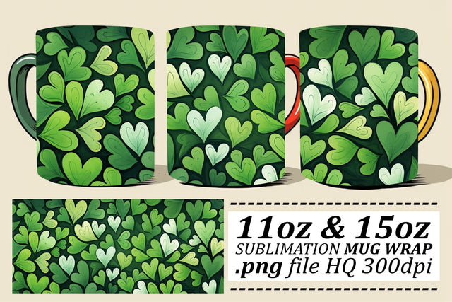 Heart Patterned Valentines Mug Wrap - Sublimation 11oz 15oz - Romance Sublimation afrosvg 