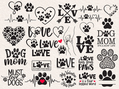 Heart Paw svg Bundle, Paw Print svg Bundle, Dog Paw svg, Custome Heart Paw svg, Dog Paw Cut File For Cricut svg, Paw svg SVG DesignDestine 