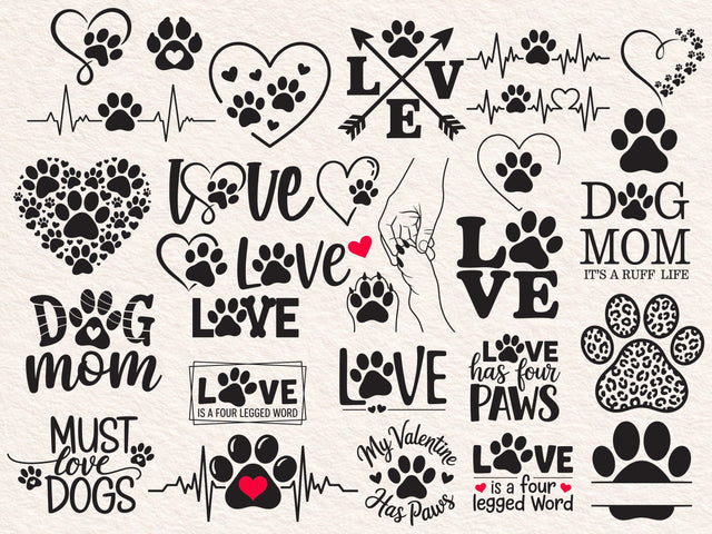 Heart Paw svg Bundle, Paw Print svg Bundle, Dog Paw svg, Custome Heart Paw svg, Dog Paw Cut File For Cricut svg, Paw svg SVG DesignDestine 