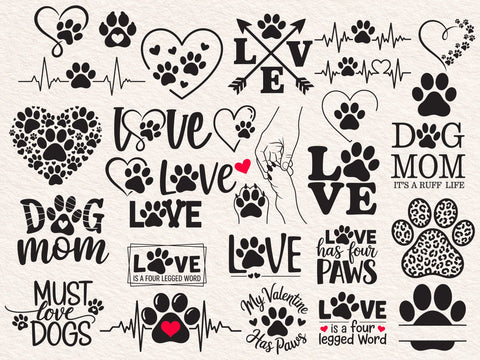 Heart Paw svg Bundle, Paw Print svg Bundle, Dog Paw svg, Custome Heart Paw svg, Dog Paw Cut File For Cricut svg, Paw svg SVG DesignDestine 