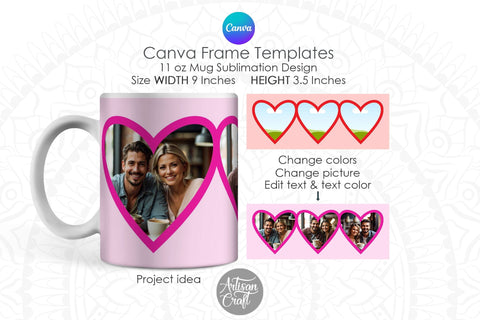 Heart Photo Mug | Canva Mug Template | Canva Frame Sublimation Artisan Craft SVG 