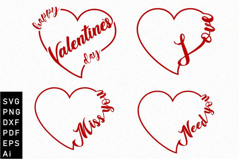 Heart Shape SVG Designs, Silhouette SVG, Heart Monogram, Valentines Day T shirt Designs SVG, Valentine Quote SVG, Love SVG, Wedding Sign SVG SVG D2PUTRI Designs 