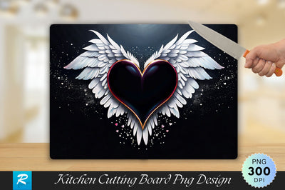 Heart Shape With Wings Background Cutting Board Sublimation Regulrcrative 