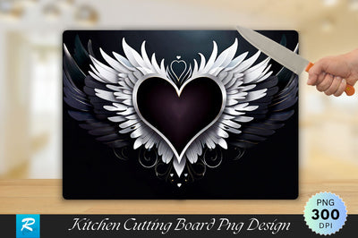 Heart Shape With Wings Background Cutting Board Sublimation Regulrcrative 