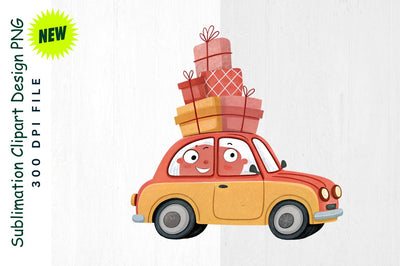 Heart Shaped Boxes on a Cartoon Car Sublimation Clipart Sublimation Regulrcrative 