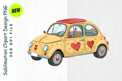 Heart Shaped Car Cartoon Sublimation Clipart Sublimation Regulrcrative 