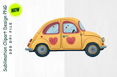 Heart Shaped Car Cartoon Sublimation Clipart Sublimation Regulrcrative 