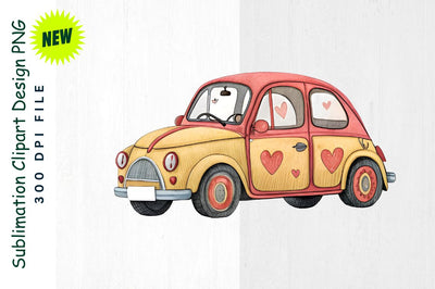 Heart Shaped Car Cartoon Sublimation Clipart Sublimation Regulrcrative 