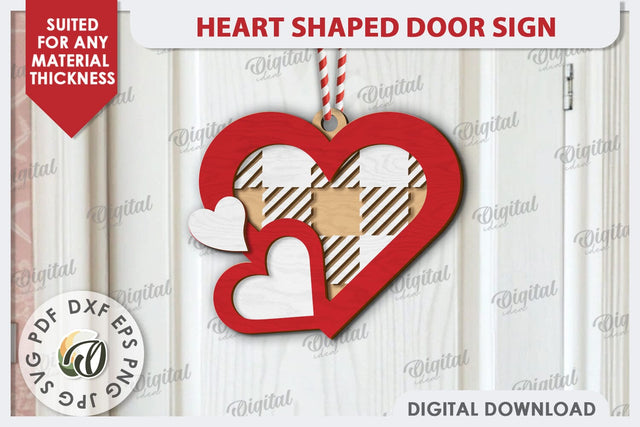 Heart Shaped Door Sign Laser Cut. 3D Valentine Sign SVG SVG Evgenyia Guschina 