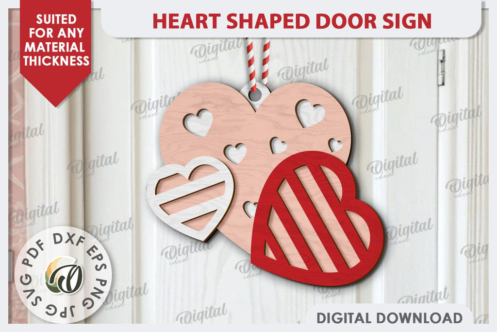 Heart Shaped Door Signs LaserCut Bundle. Valentine Signs SVG - So Fontsy