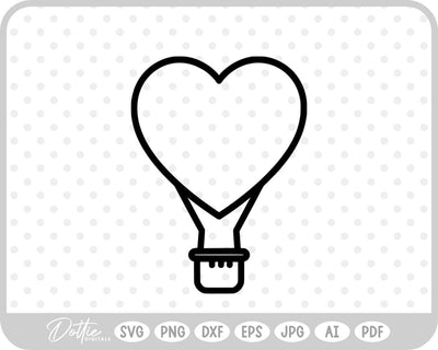 Heart Shaped Hot Air Balloon SVG DottieDigitals 