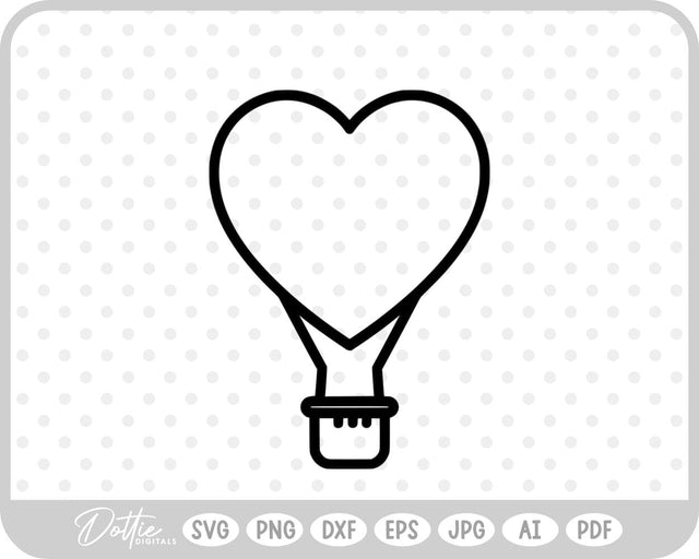 Heart Shaped Hot Air Balloon SVG DottieDigitals 