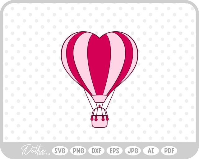 Heart Shaped Hot Air Balloon SVG DottieDigitals 