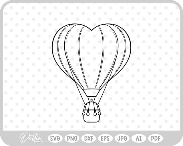 Heart Shaped Hot Air Balloon SVG DottieDigitals 