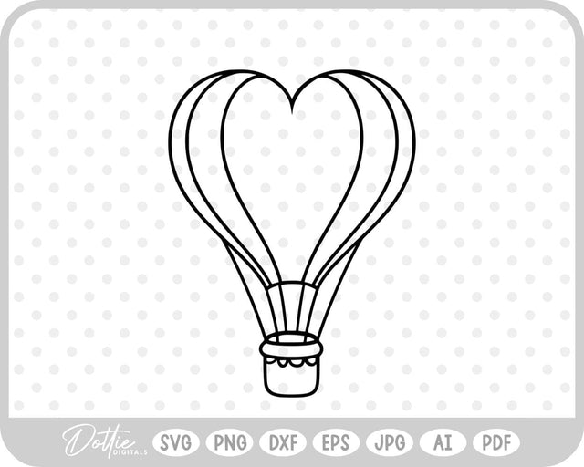 Heart Shaped Hot Air Balloon SVG DottieDigitals 
