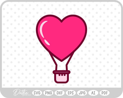 Heart Shaped Hot Air Balloon SVG DottieDigitals 