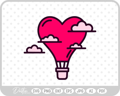 Heart Shaped Hot Air Balloon SVG DottieDigitals 