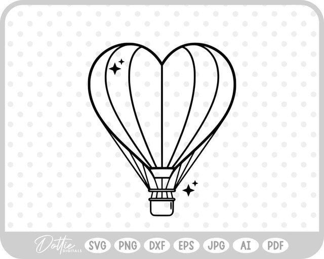 Heart Shaped Hot Air Balloon SVG DottieDigitals 