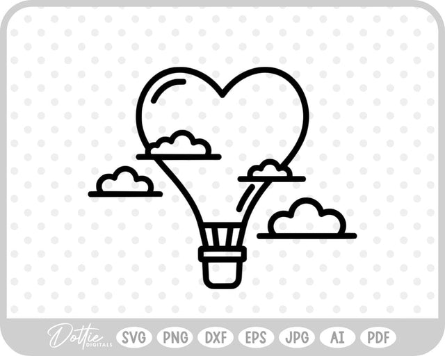 Heart Shaped Hot Air Balloon SVG DottieDigitals 