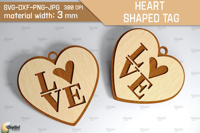 Heart Shaped Tags Laser Cut. Valentine Heart. Love SVG SVG Evgenyia Guschina 