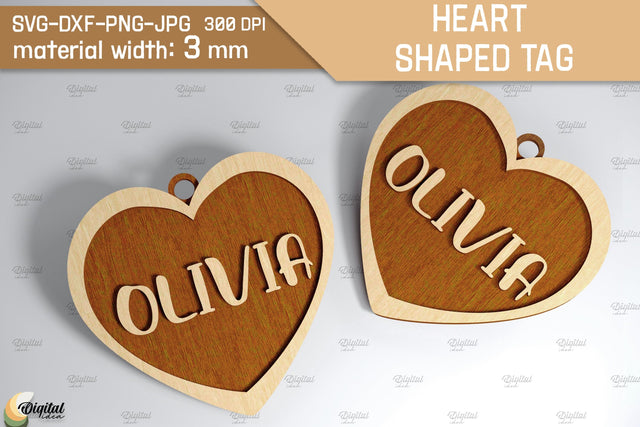 Heart Shaped Tags Laser Cut. Valentine Heart. Personalized SVG SVG Evgenyia Guschina 