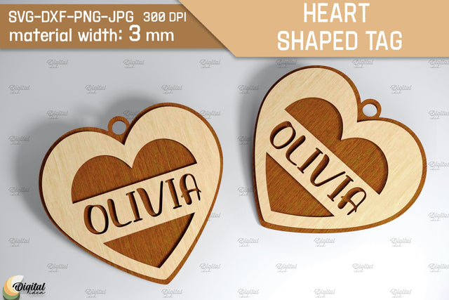 Heart Shaped Tags Laser Cut. Valentine Heart. Personalized SVG SVG Evgenyia Guschina 