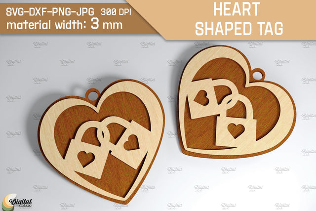 Heart Shaped Tags Laser Cut. Valentine Heart SVG SVG Evgenyia Guschina 