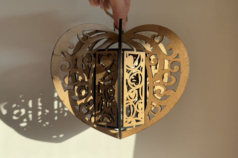 Heart Shaped Valentine's Day Lantern, Laser Cut Template SVG LaserCutano 