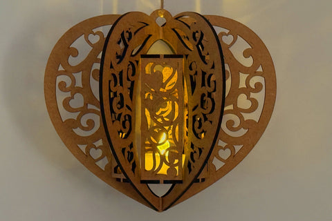 Heart Shaped Valentine's Day Lantern, Laser Cut Template SVG LaserCutano 