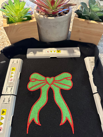 Heart Side Bow Applique Christmas Embroidery Design 4 Sizes-File formats in pes,dst,jef,xxx,exp,vip,vp3, holiday, trending, valentines, fall Embroidery/Applique DESIGNS AestheticdesignsE 