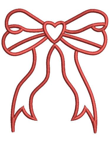 Heart Side Bow Applique Christmas Embroidery Design 4 Sizes-File formats in pes,dst,jef,xxx,exp,vip,vp3, holiday, trending, valentines, fall Embroidery/Applique DESIGNS AestheticdesignsE 