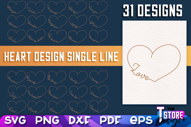 Heart Single Line SVG | Foil Quill Heart | Engraving Tools | Love Design SVG The T Store Design 